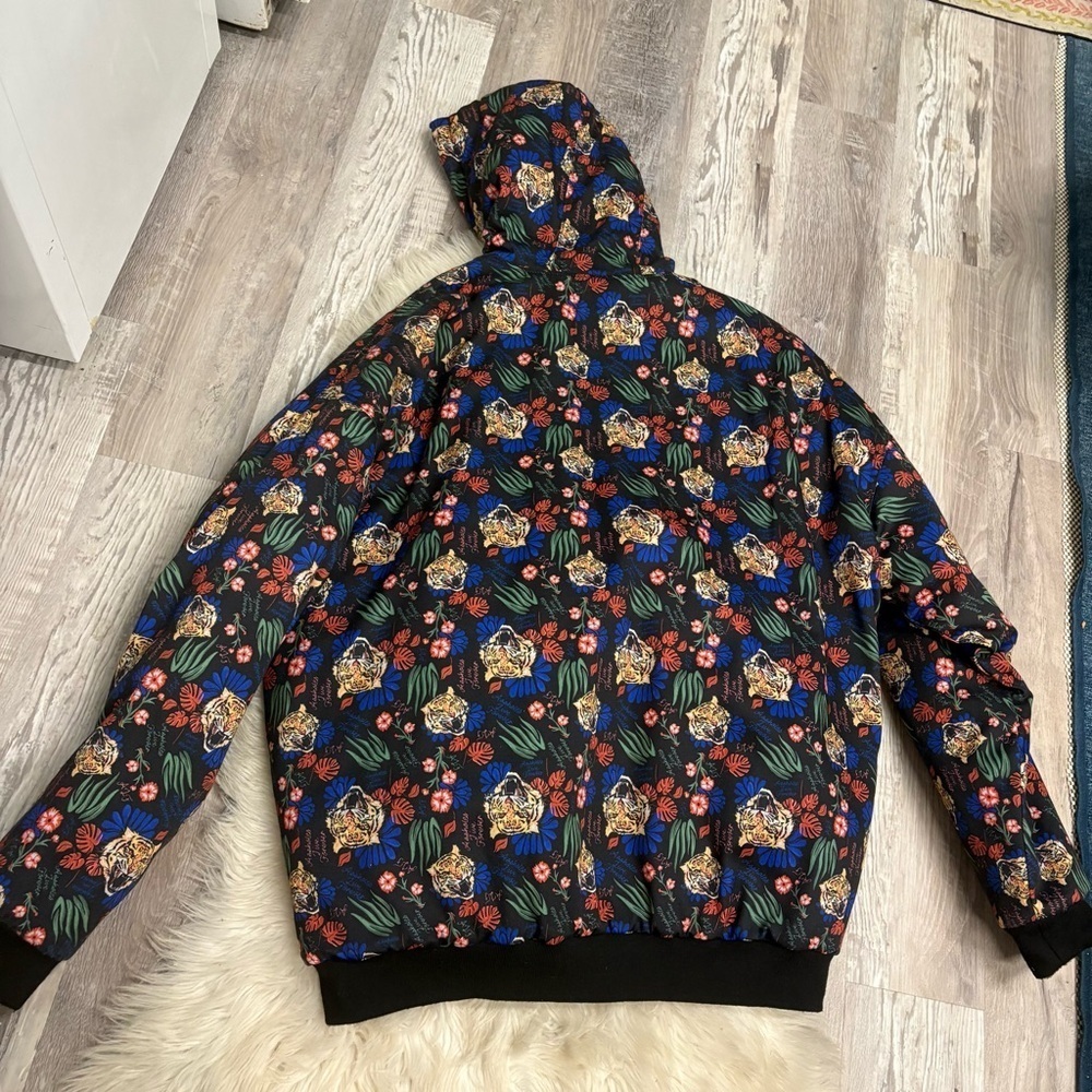 A$$holes live forever hooded bomber jacket tropical tiger floral print coat xxl - Picture 3 of 6